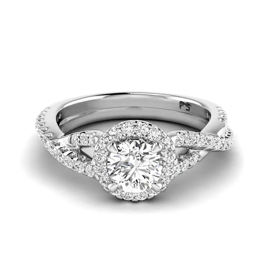 Affordable 1.00 CT Round cut Diamond Engagement Ring in 14KT White Gold