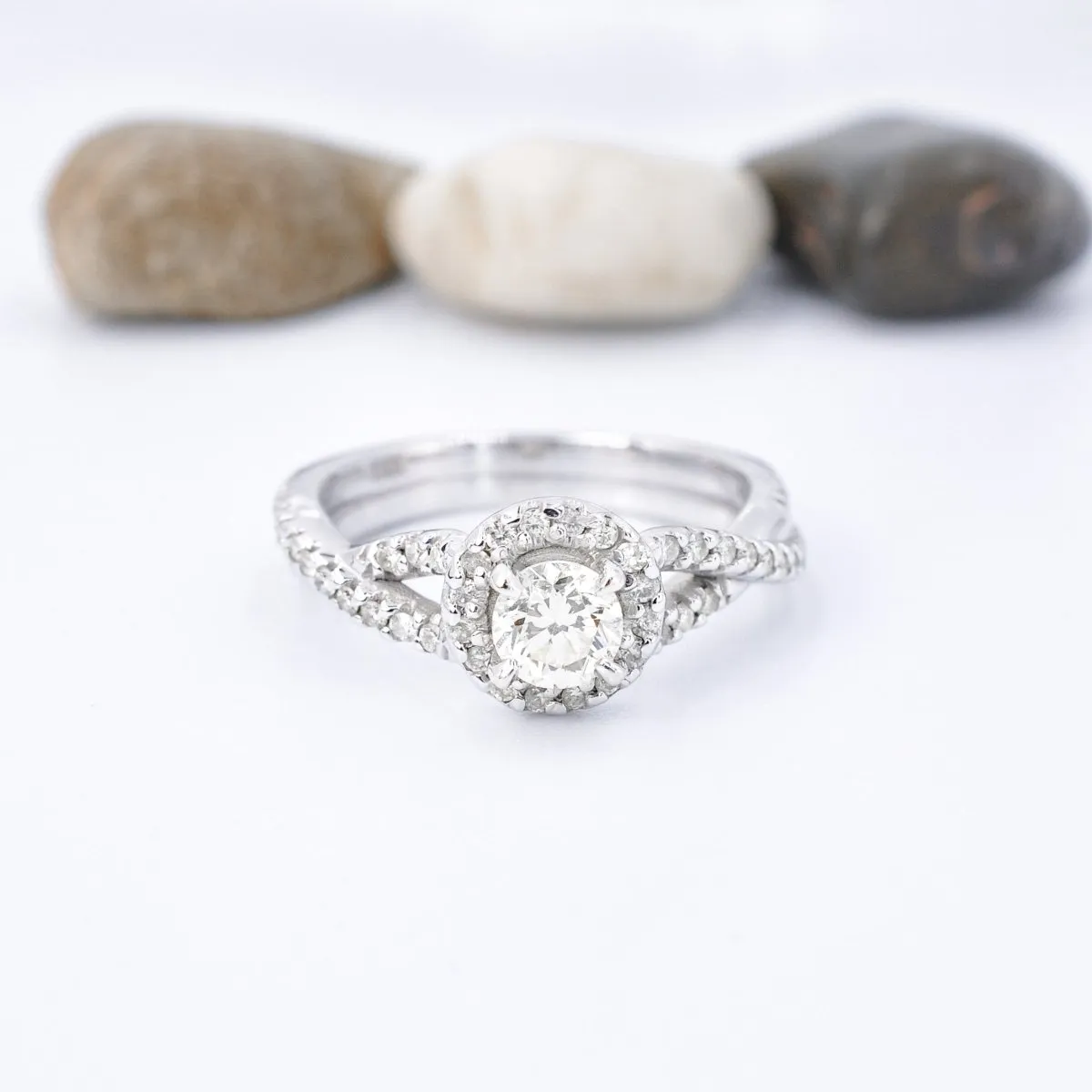 Affordable 1.00 CT Round cut Diamond Engagement Ring in 14KT White Gold