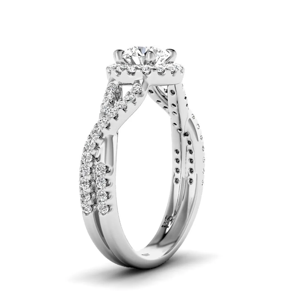 Affordable 1.00 CT Round cut Diamond Engagement Ring in 14KT White Gold