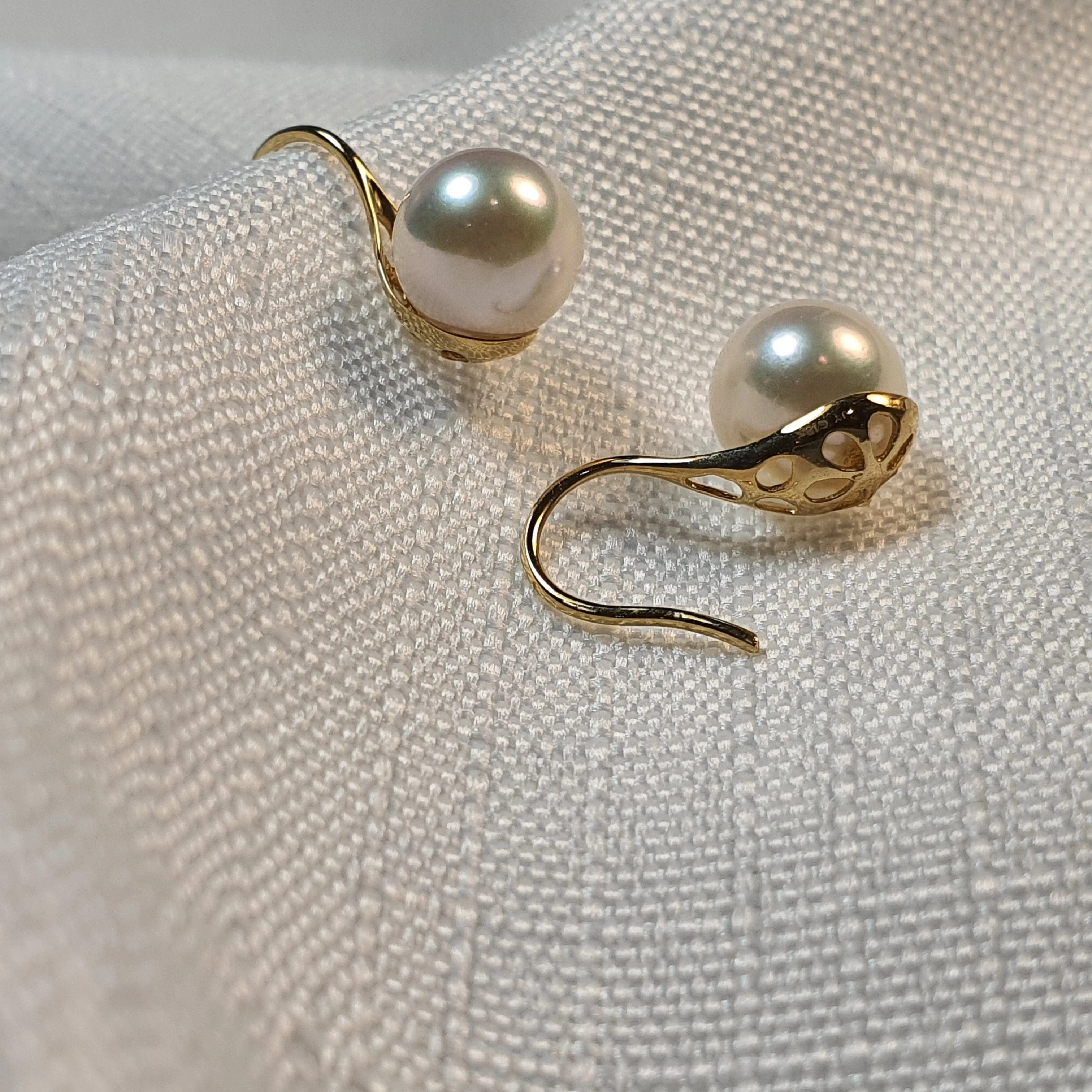 Akoya Cultured Pearl Earrings, Yellow Gold