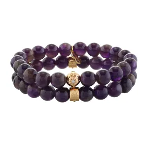 Amethyst Beaded Motif Bracelet Set