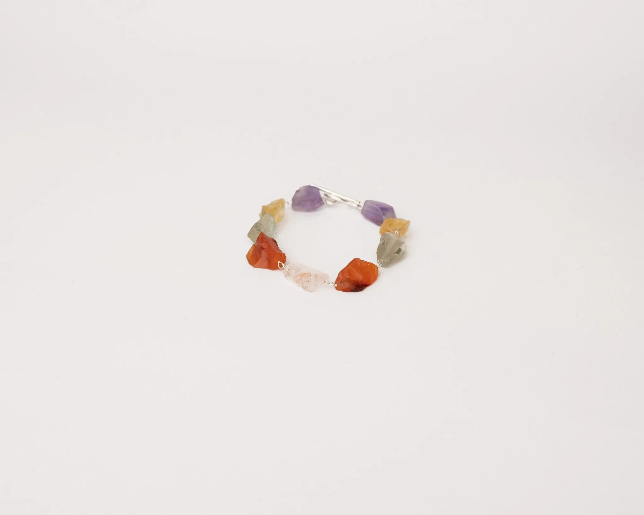 Amethyst, Citrine, Green Amethyst, Carnelian & Rose Quartz Bracelet