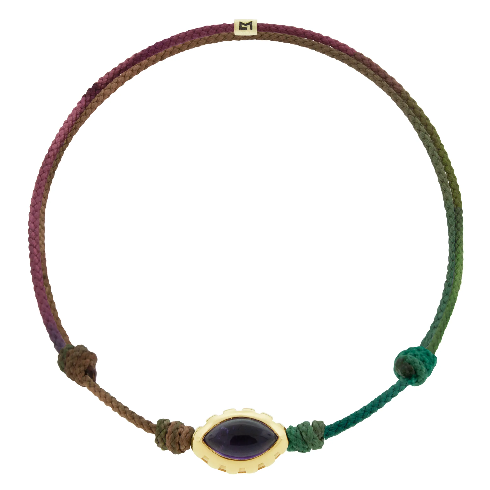 Amethyst Eye of the Idol on Moody Rainbow Cord Bracelet