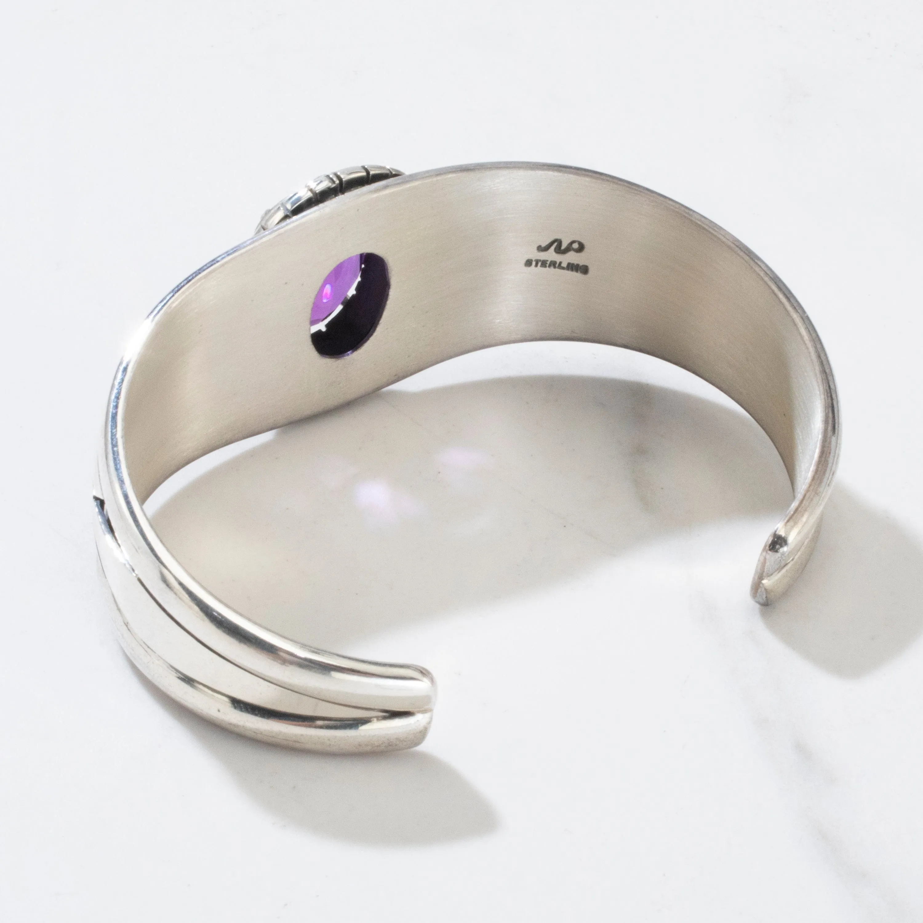 Amethyst Navajo USA Native American Made 925 Sterling Silver Cuff