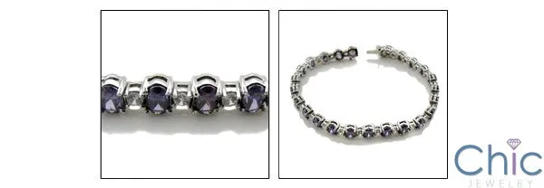 Amethyst Oval Tennis Cubic Zirconia CZ Bracelet