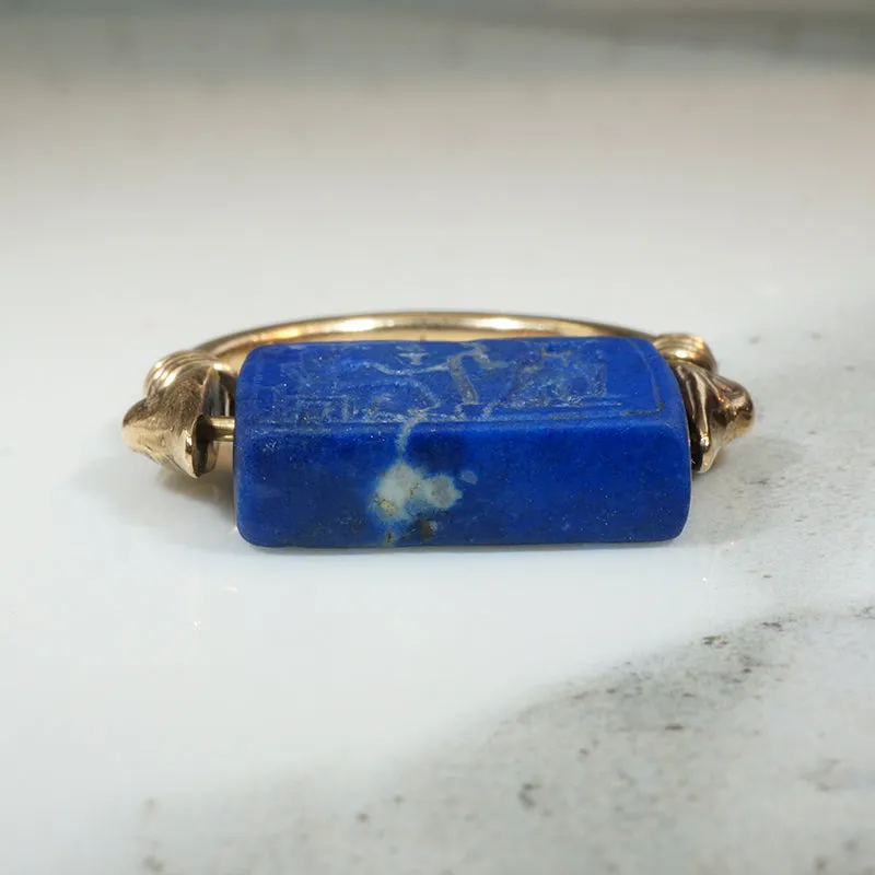 Ancient Egyptian Lapis Duck Heads Ring