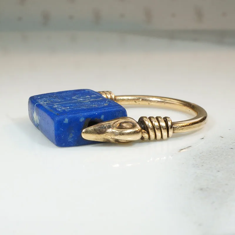 Ancient Egyptian Lapis Duck Heads Ring