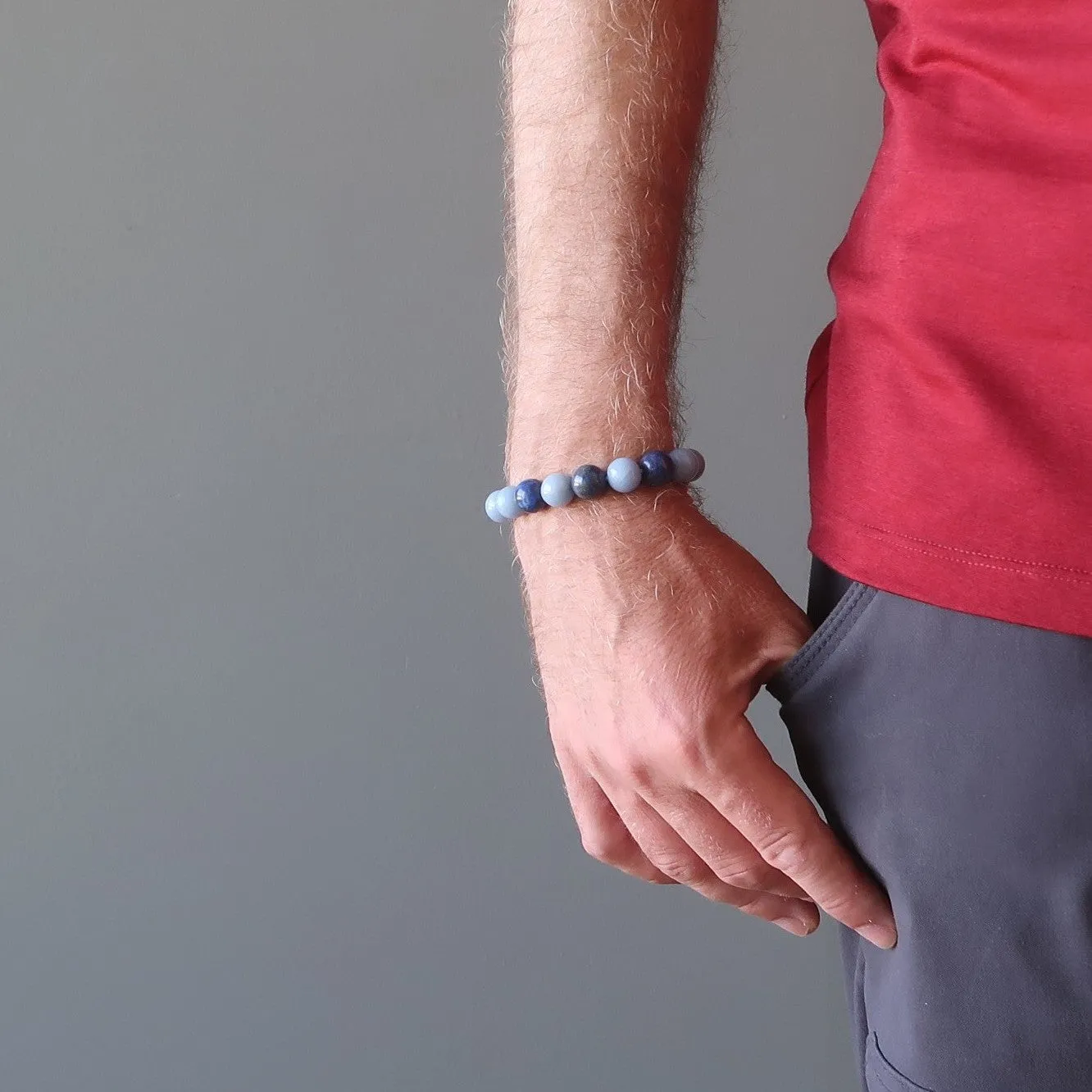 Angelite Bracelet Lapis Blue Stones