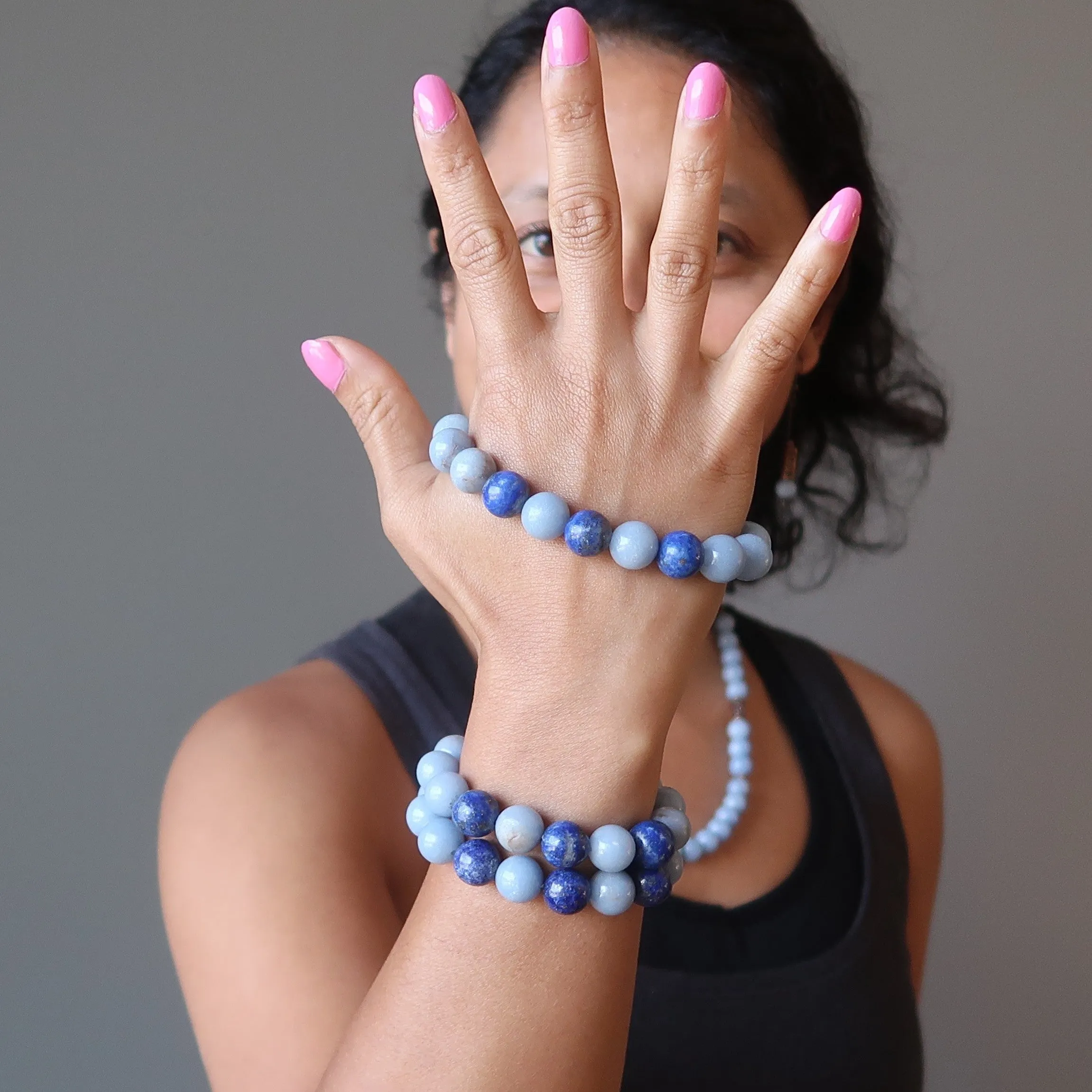 Angelite Bracelet Lapis Blue Stones