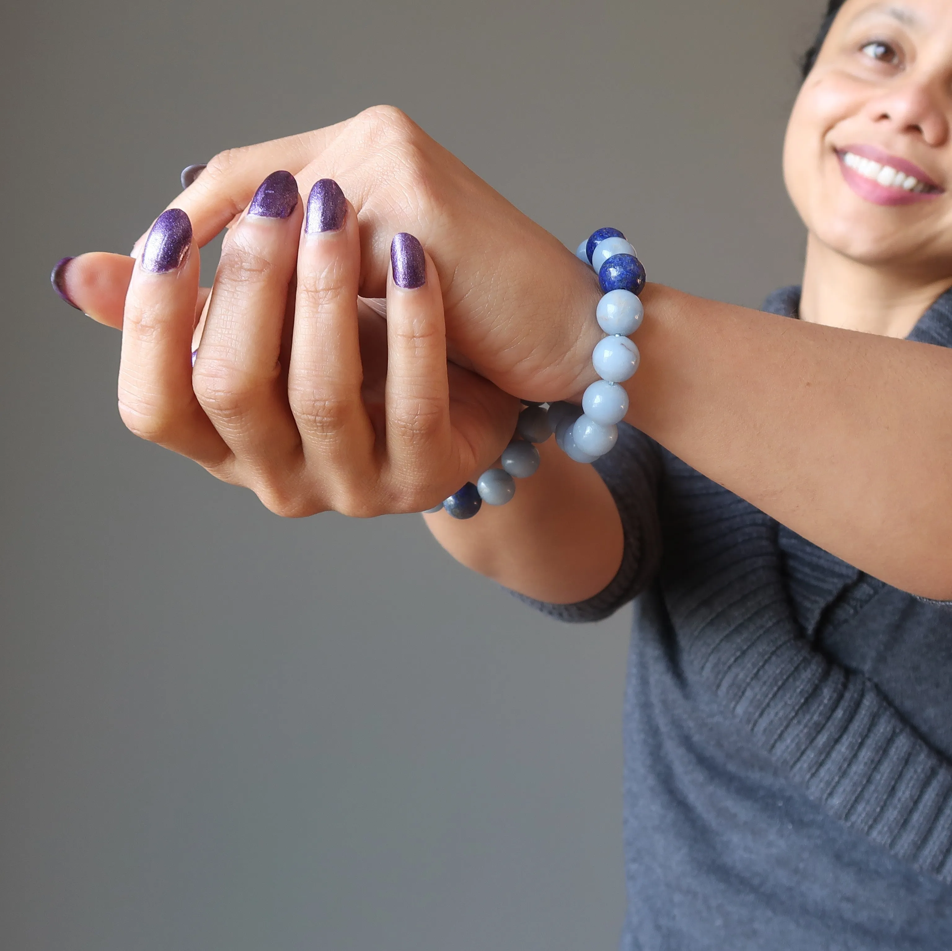 Angelite Bracelet Lapis Blue Stones