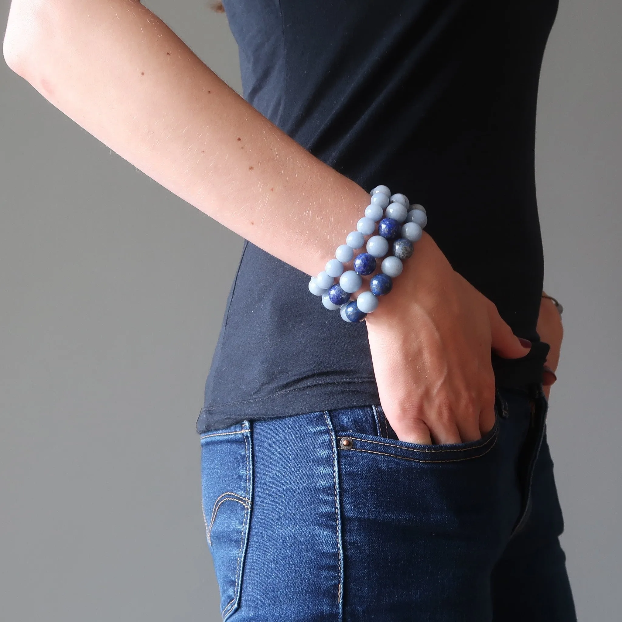 Angelite Bracelet Lapis Blue Stones