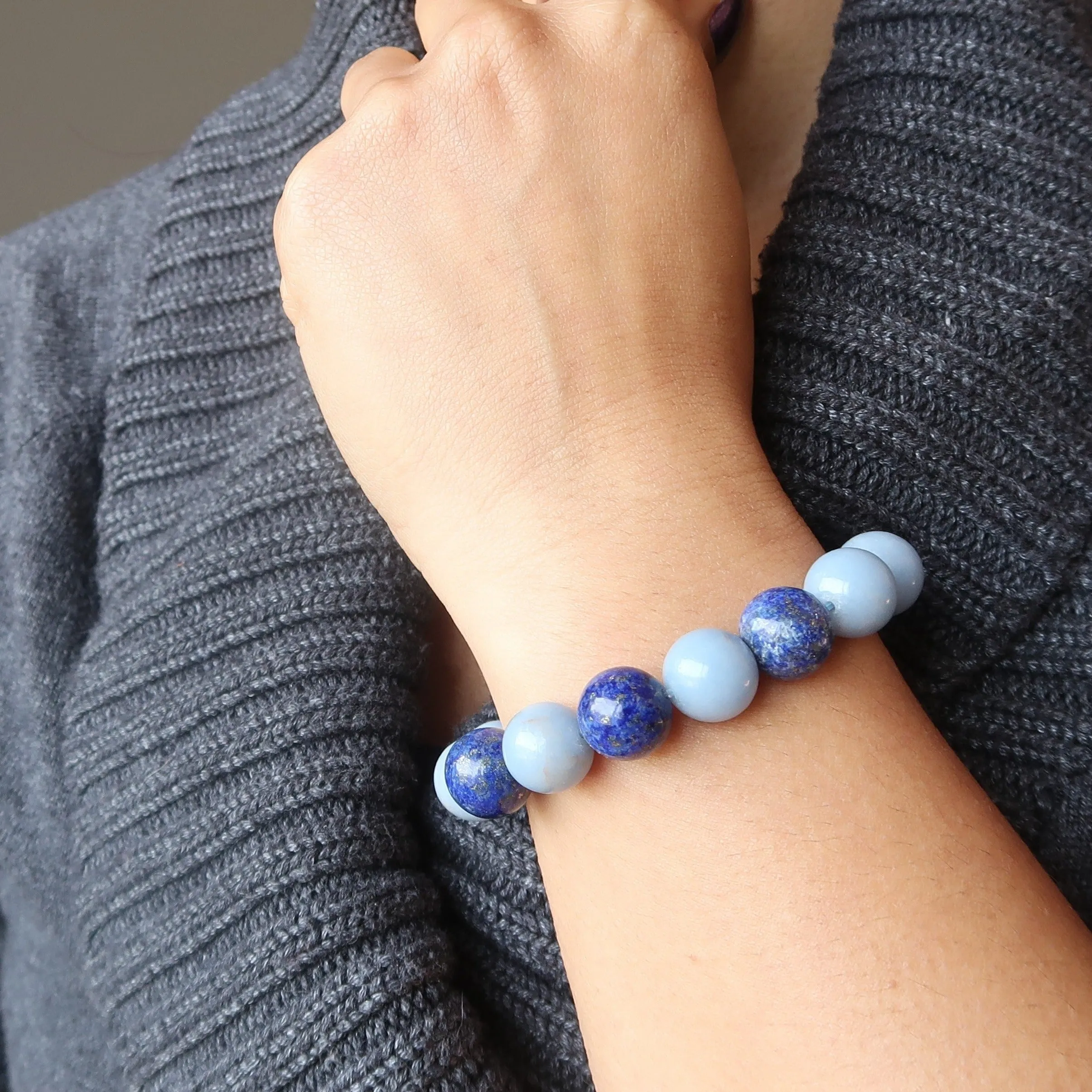 Angelite Bracelet Lapis Blue Stones