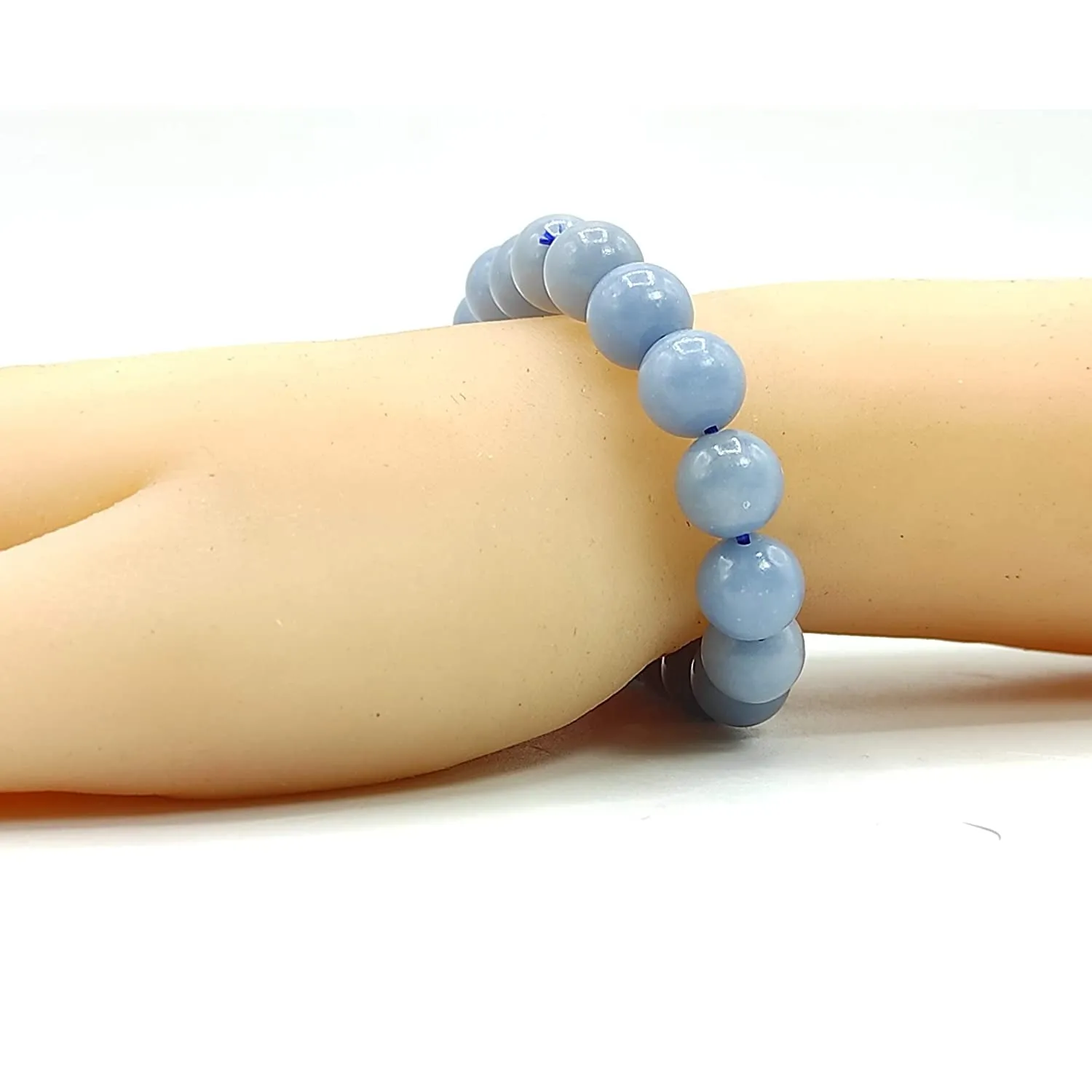 Angelite Natural Gemstone Bracelet Semi precious Feng Shui Crystal Chakra Aura Personal Reiki Healing Crystal 8mm