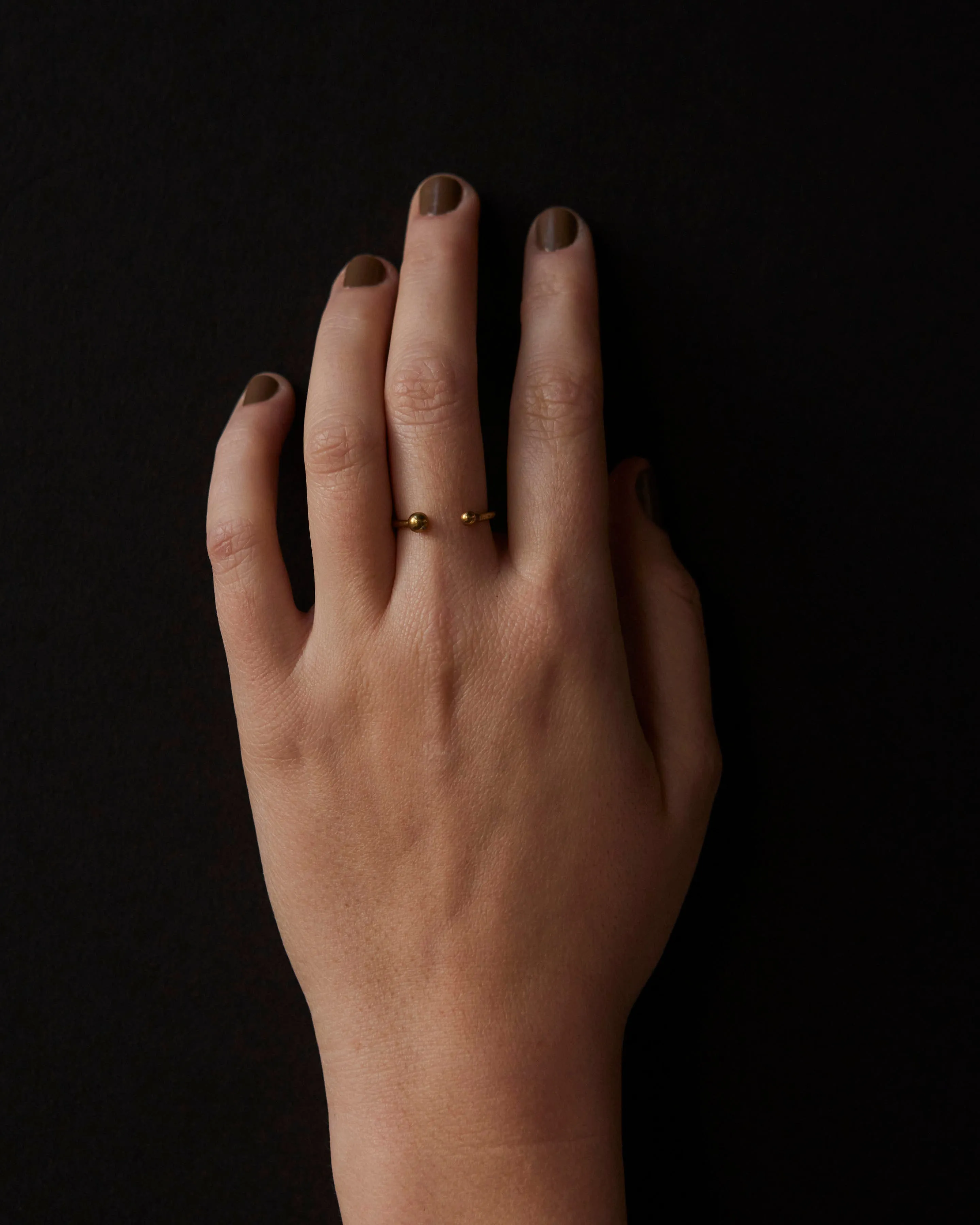 Another Feather Pearl Cuff Ring, Brass