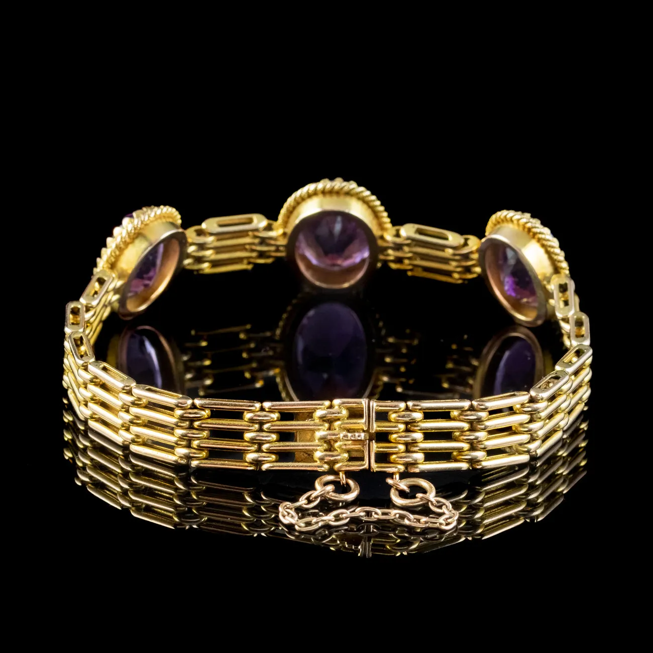 Antique Victorian Amethyst Bracelet 9ct Gold 19ct Of Amethyst