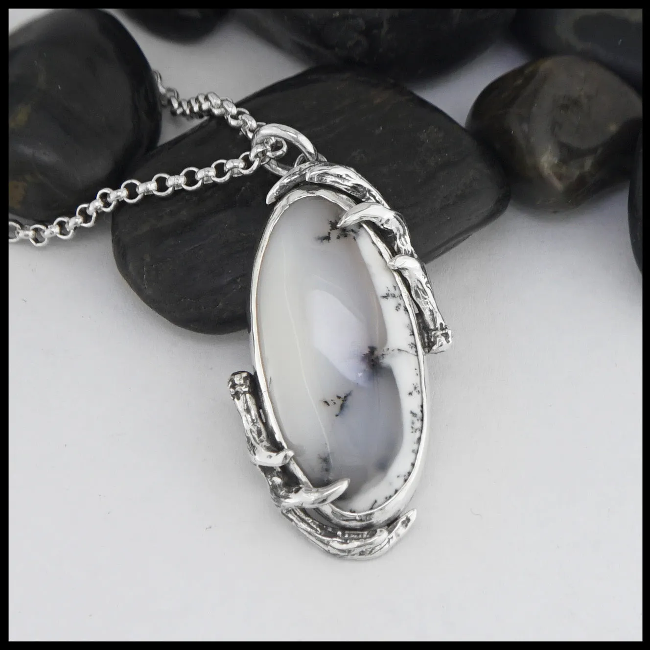 Antler Pendant with Dendritic Opal