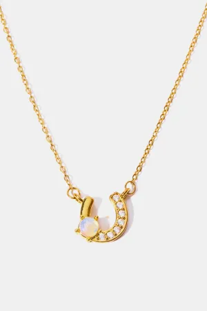 *APP EXCLUSIVE* Horseshoe Opal Copper 14K Gold Plated Pendant Necklace