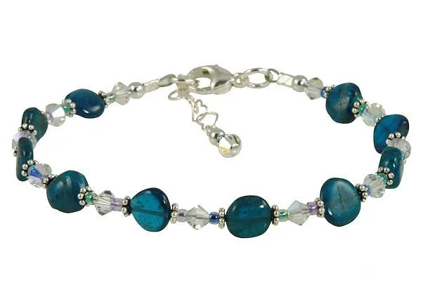 Aqua Apatite Gemstone Beaded Bracelet