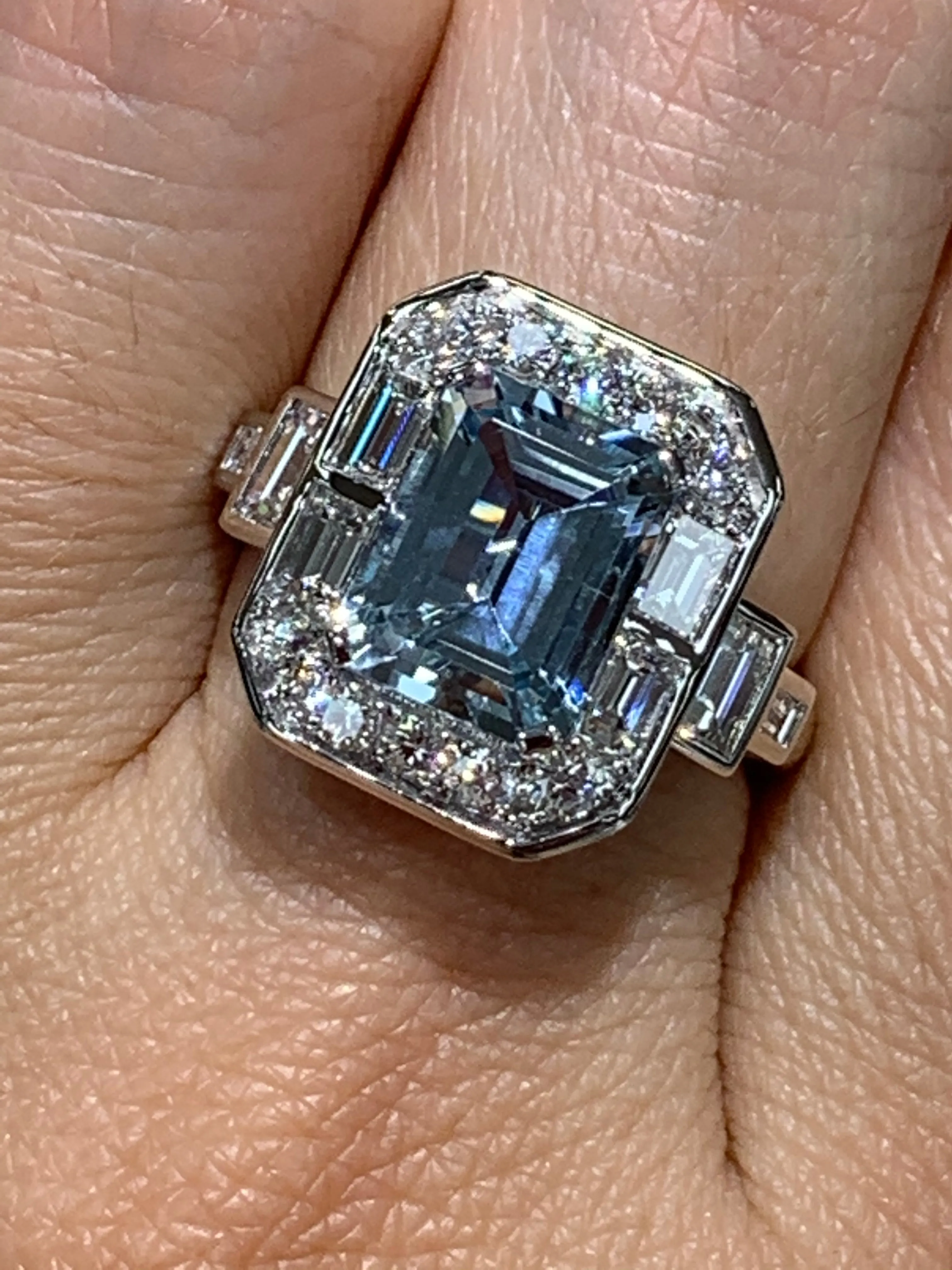 Aquamarine & Diamond Cocktail Ring