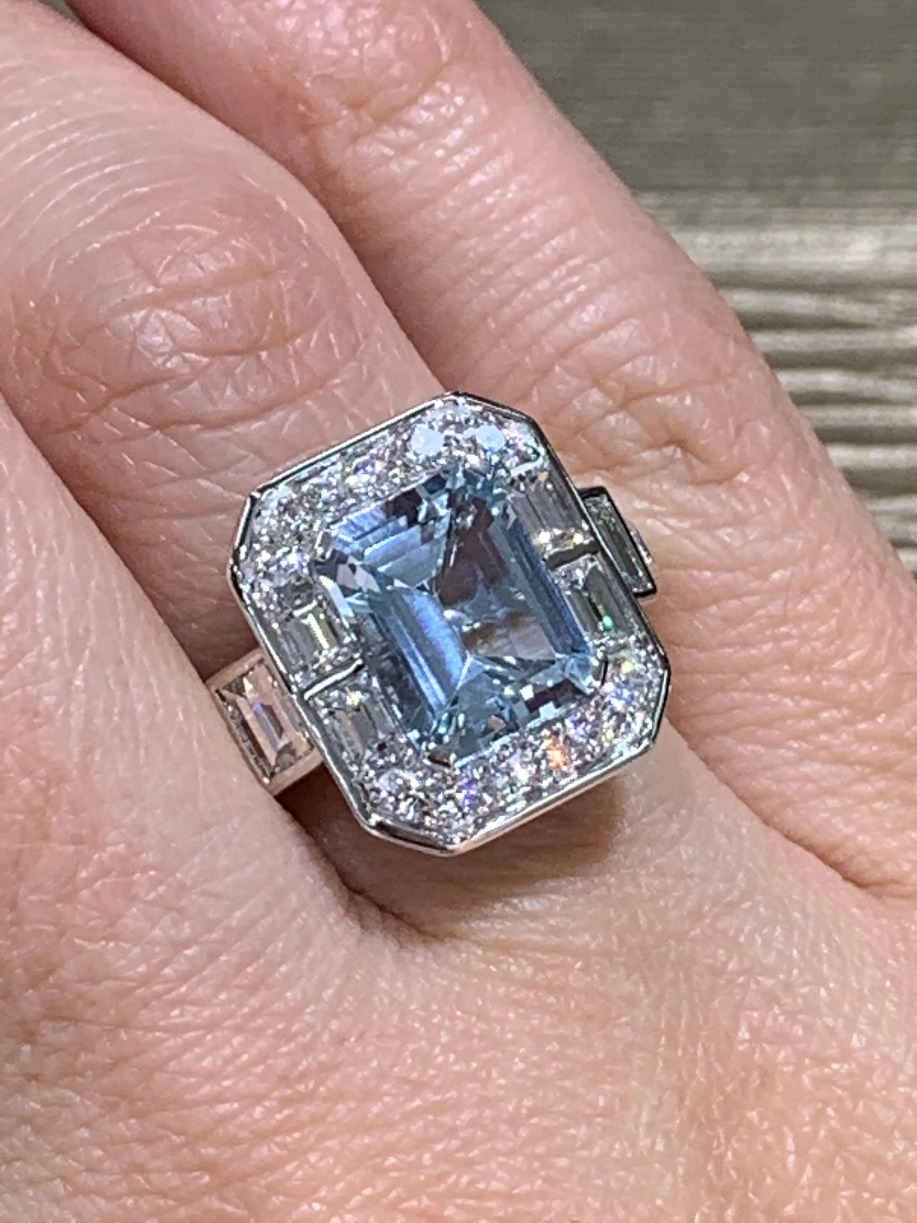 Aquamarine & Diamond Cocktail Ring