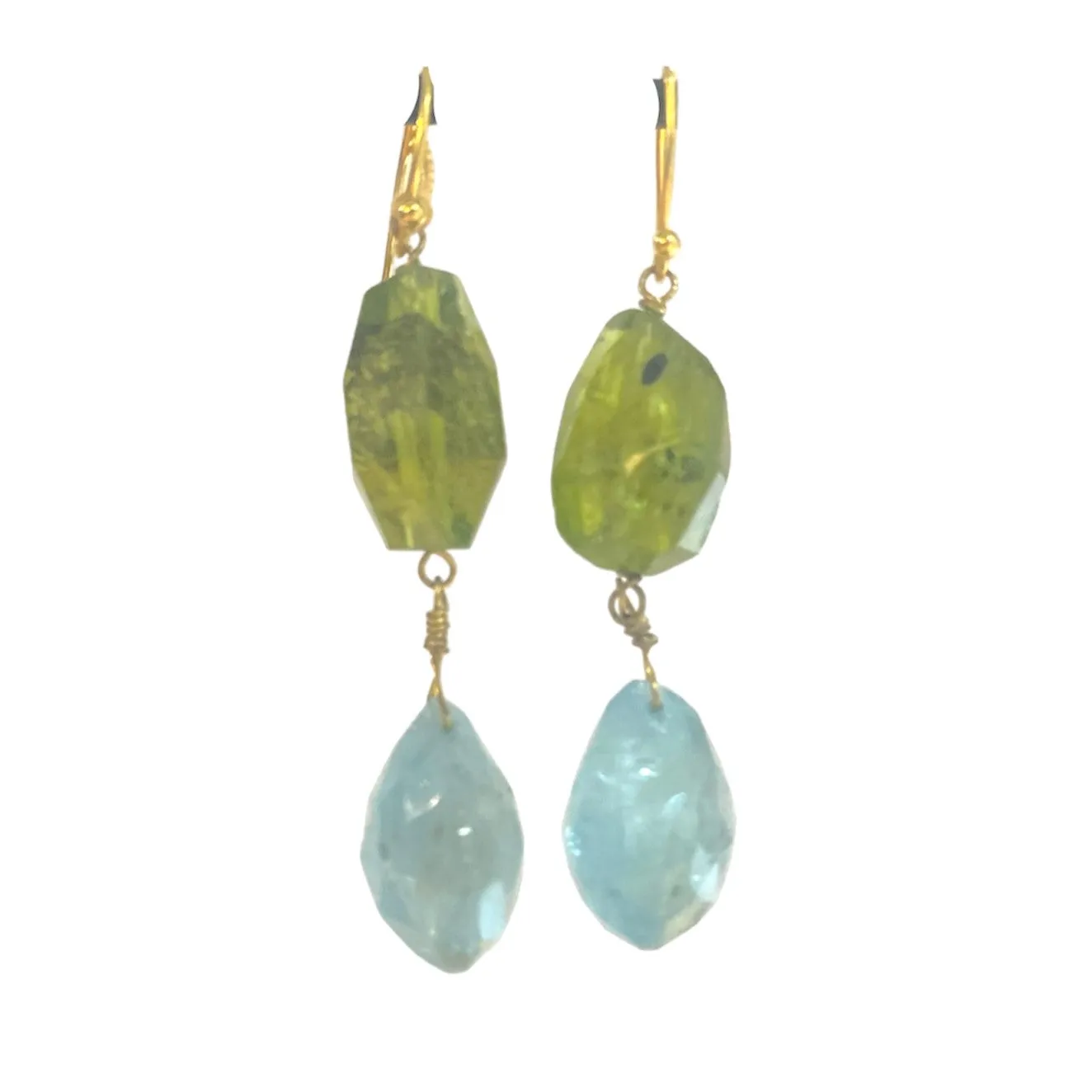 Aquamarine & Peridot Drop Earrings