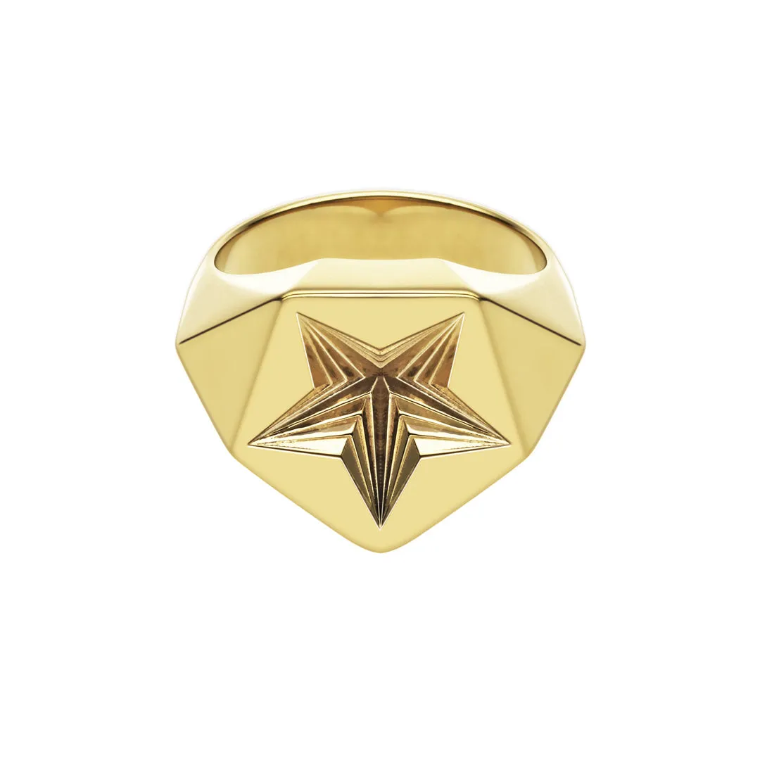 Arc Star Signet Ring - Yellow Gold Vermeil