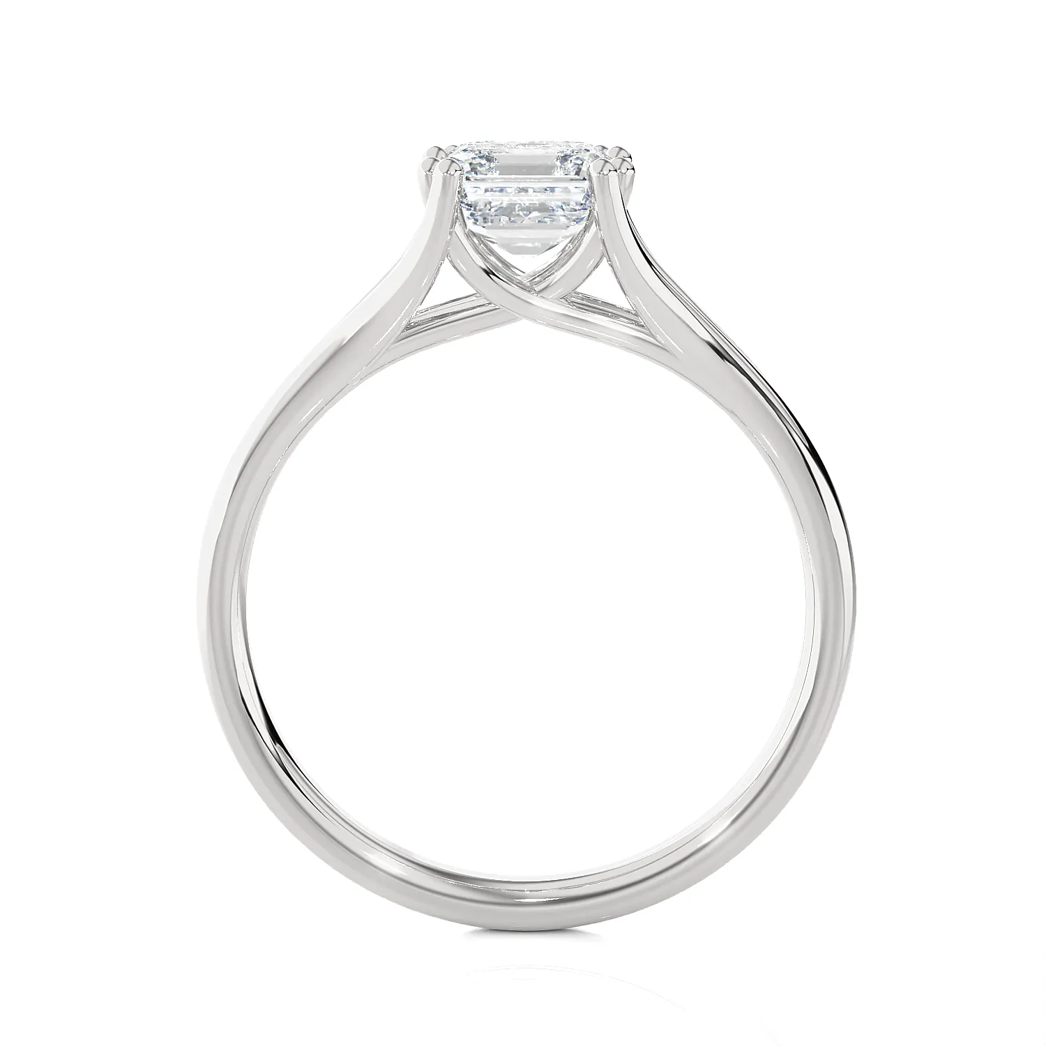 Asscher Cut Lab Grown Diamond Solitaire Engagement Ring