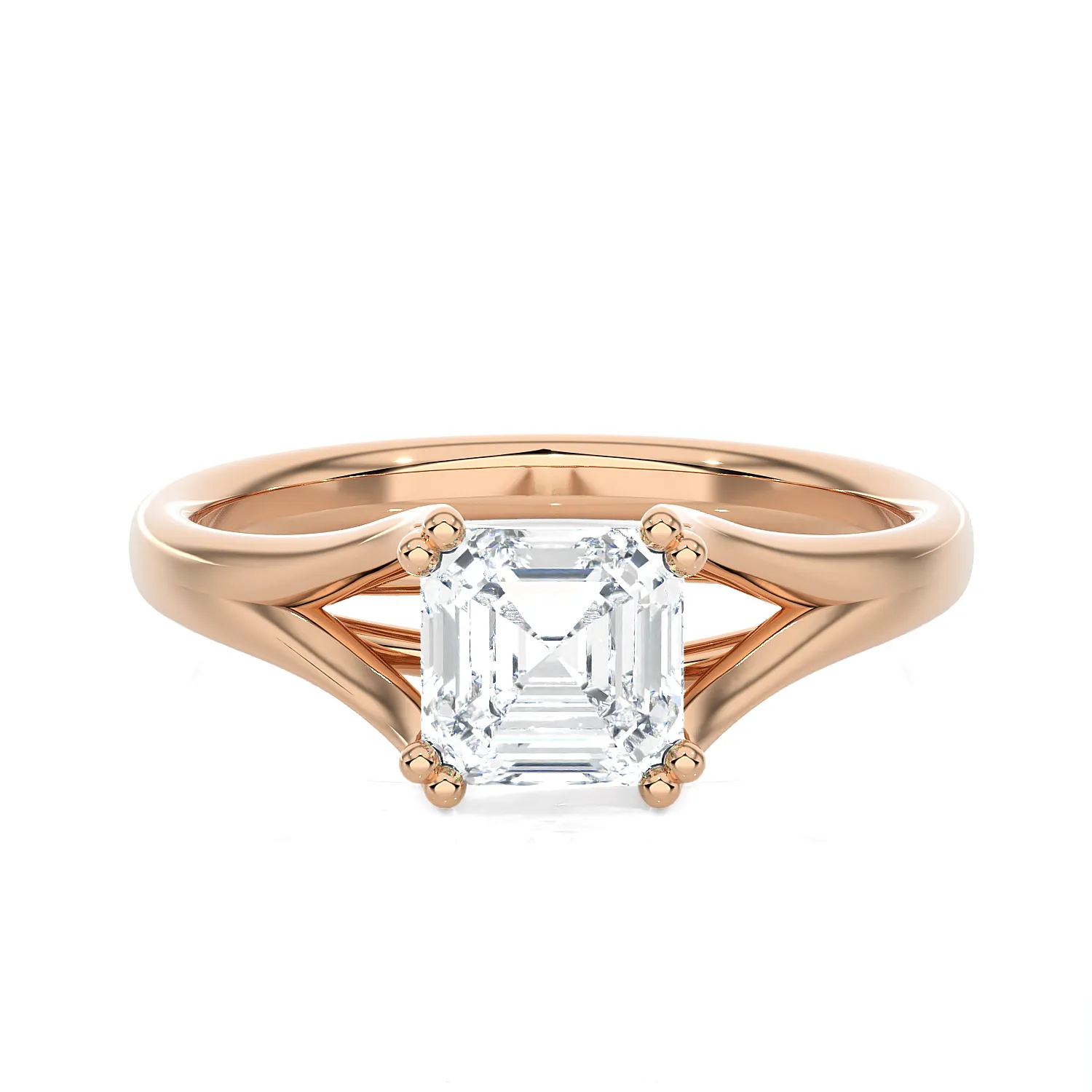 Asscher Cut Lab Grown Diamond Solitaire Engagement Ring