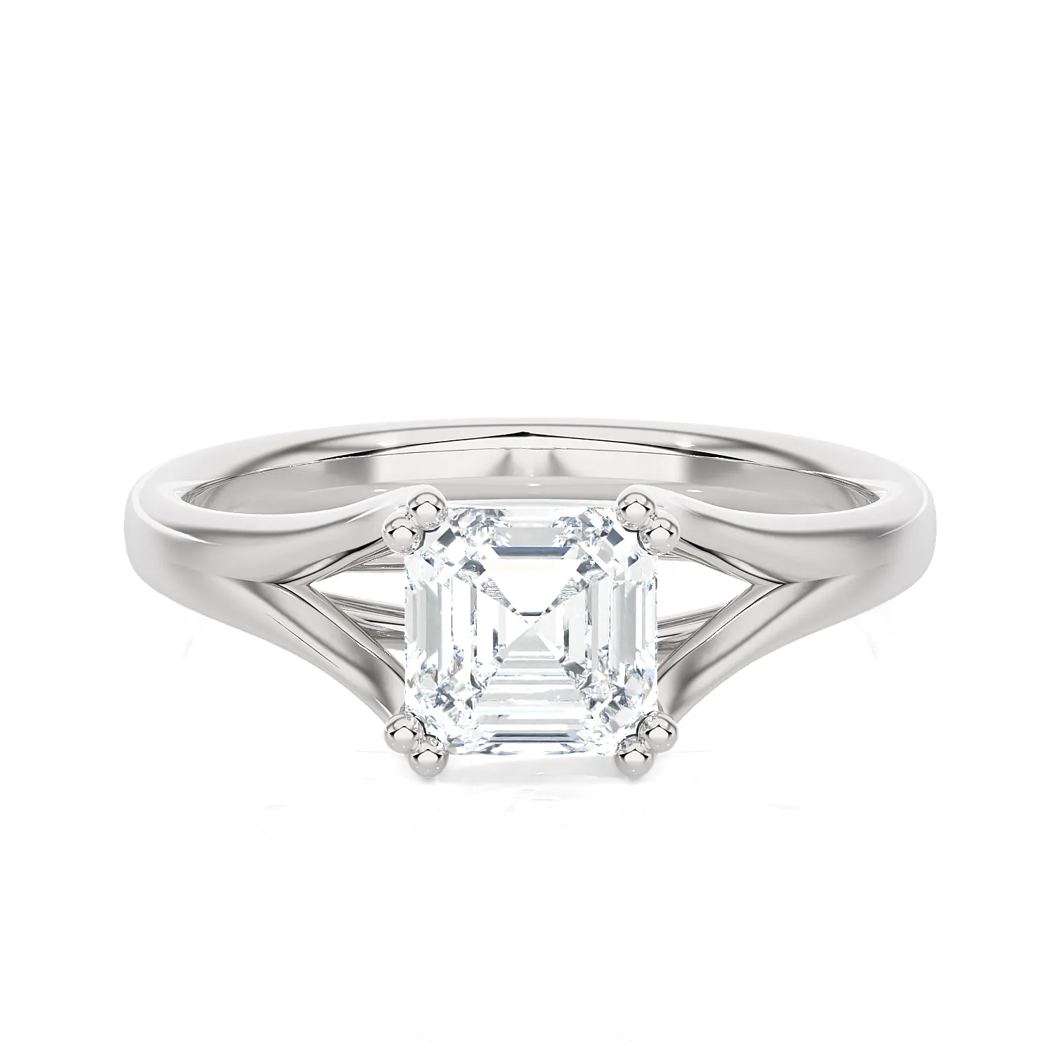 Asscher Cut Lab Grown Diamond Solitaire Engagement Ring