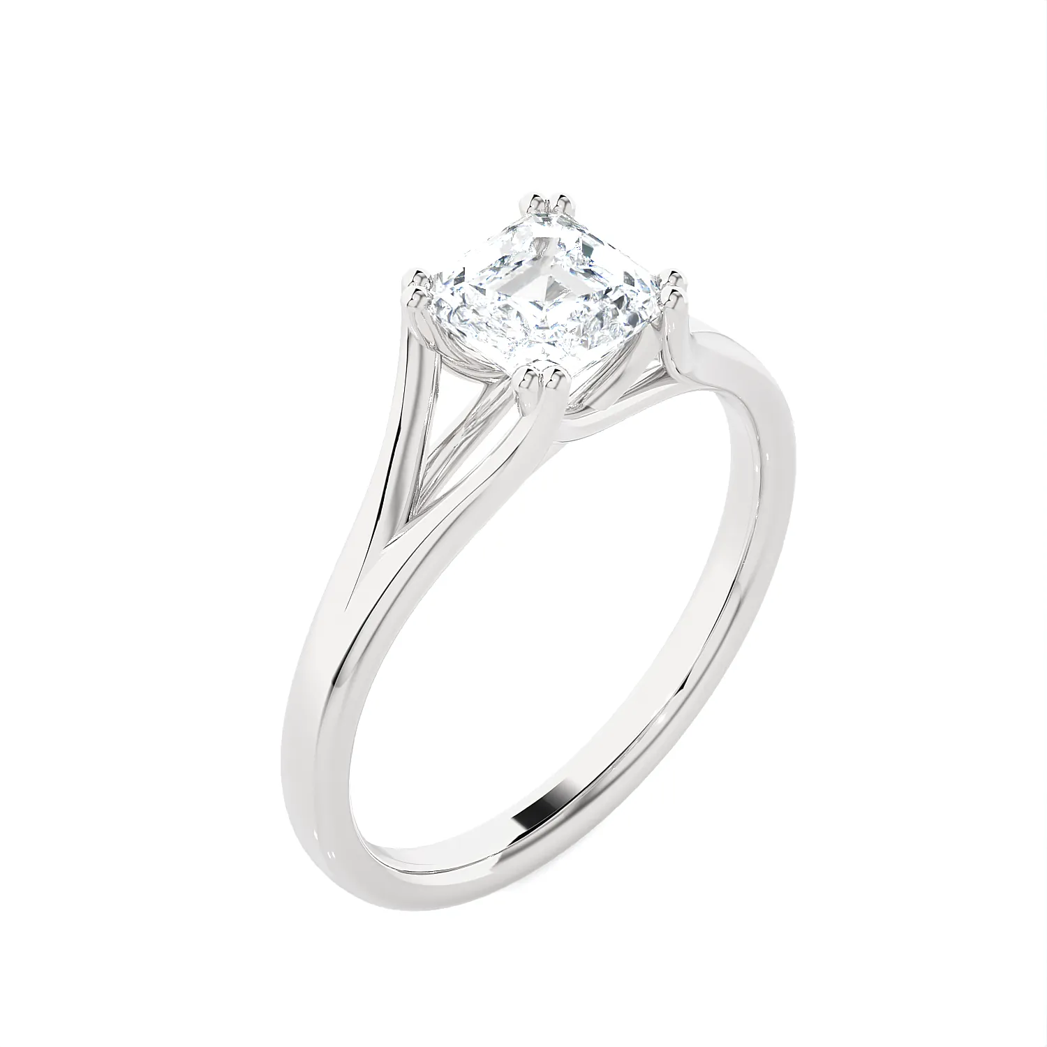 Asscher Cut Lab Grown Diamond Solitaire Engagement Ring