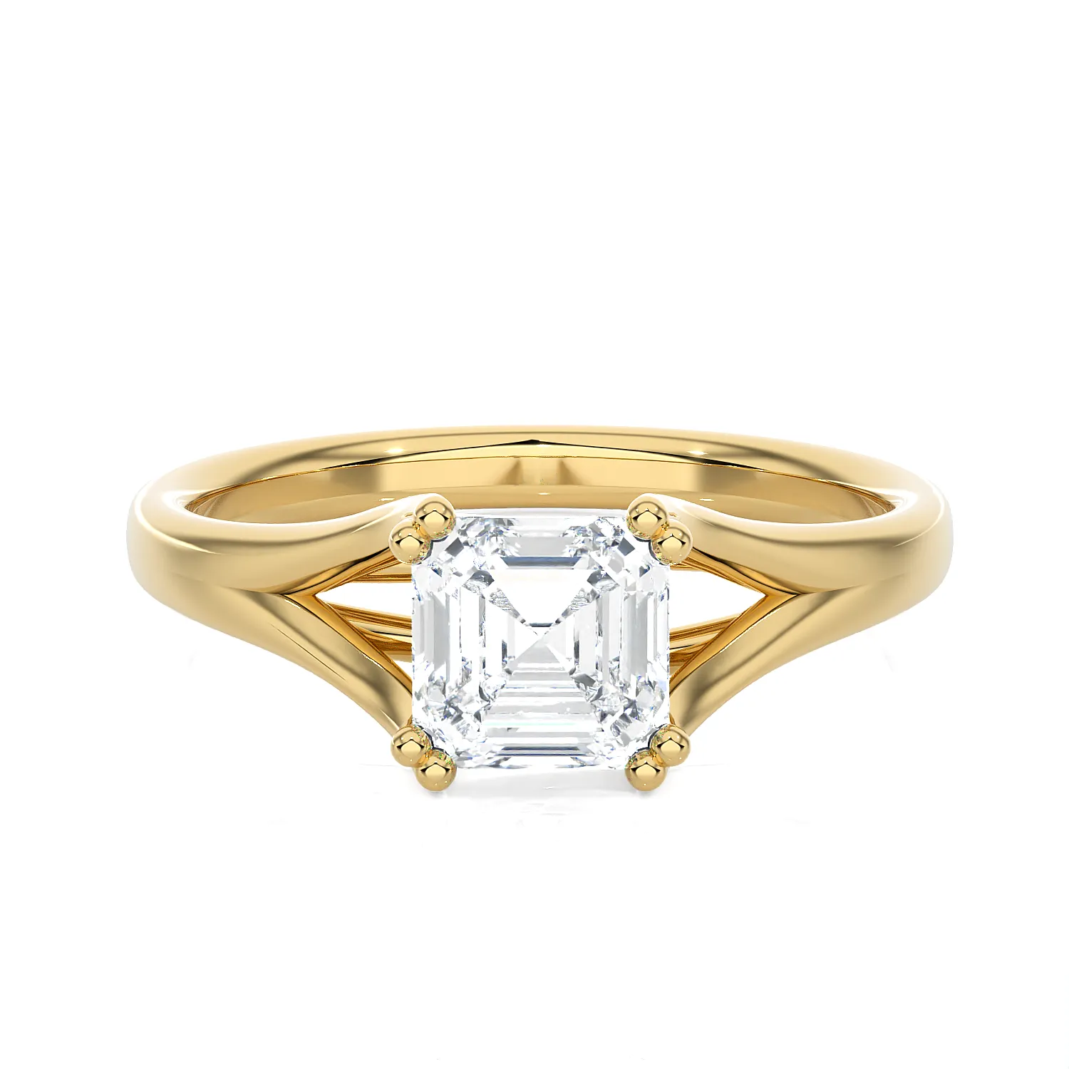 Asscher Cut Lab Grown Diamond Solitaire Engagement Ring