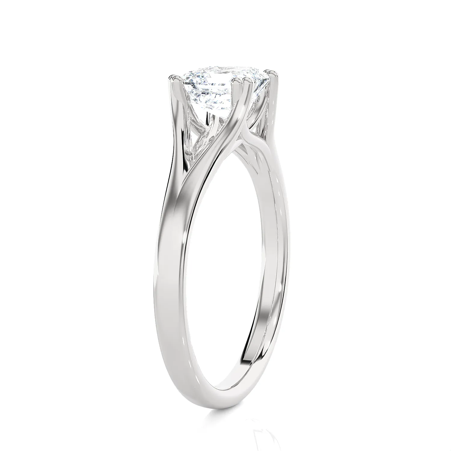 Asscher Cut Lab Grown Diamond Solitaire Engagement Ring