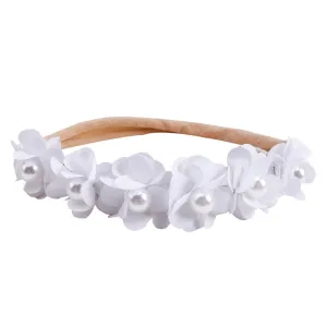 Baby Girl Mini Little Flower Crown Headband in White Petals