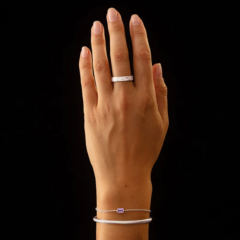 Baguette Mini Bracelet, Amethyst, Silver