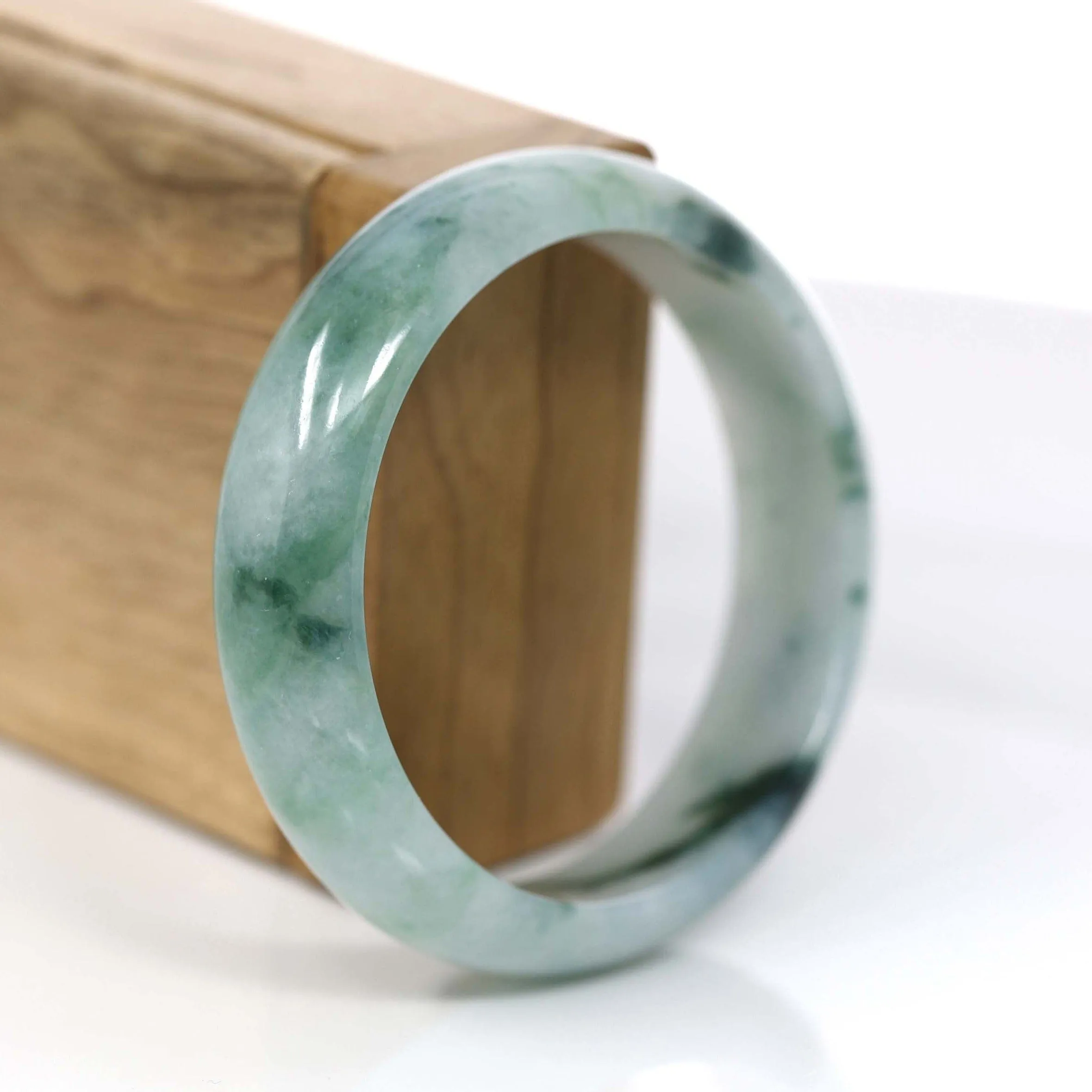 Baikalla Classic Real Blue-green Jade Jadeite Bangle Bracelet ( 57.91 mm )#373