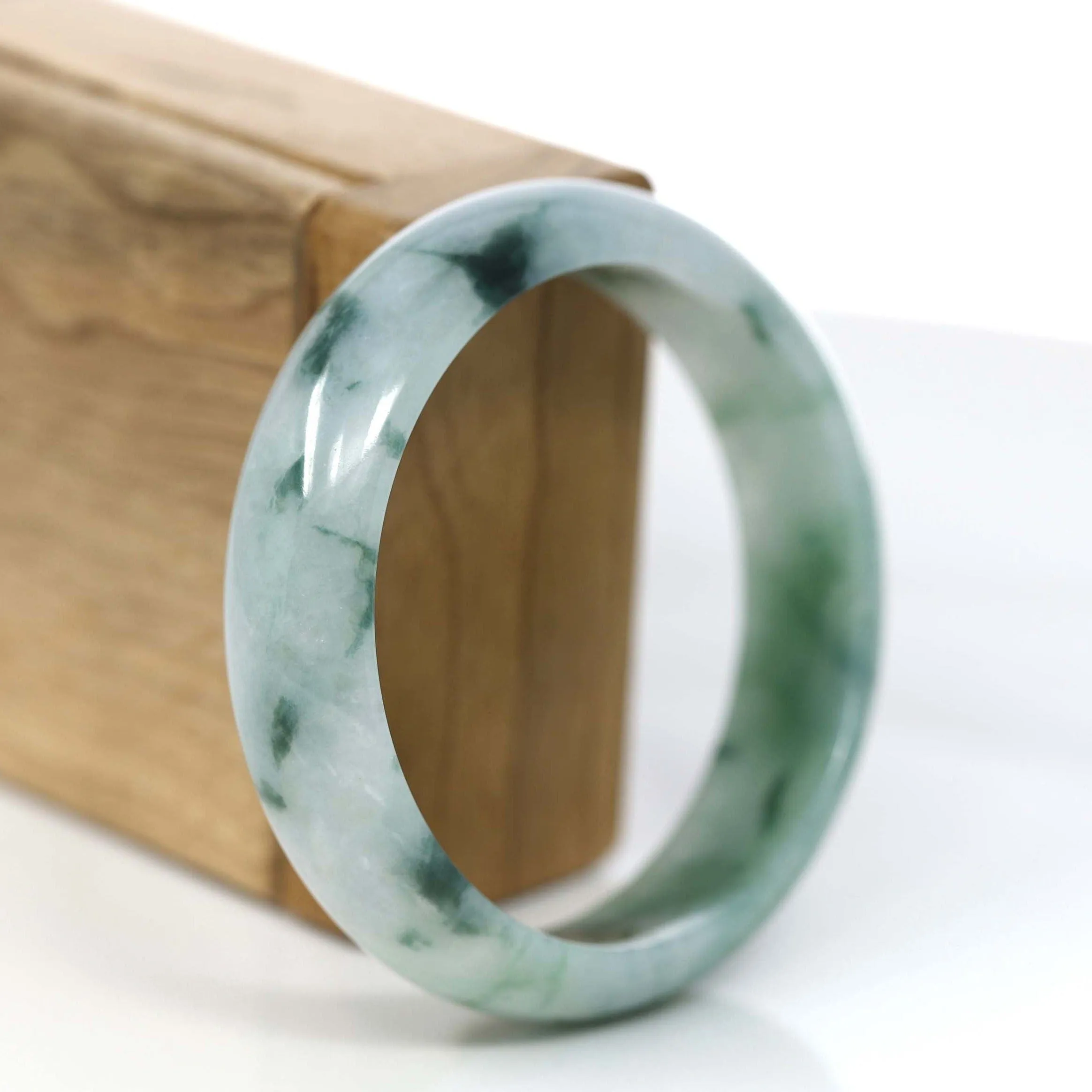 Baikalla Classic Real Blue-green Jade Jadeite Bangle Bracelet ( 57.91 mm )#373