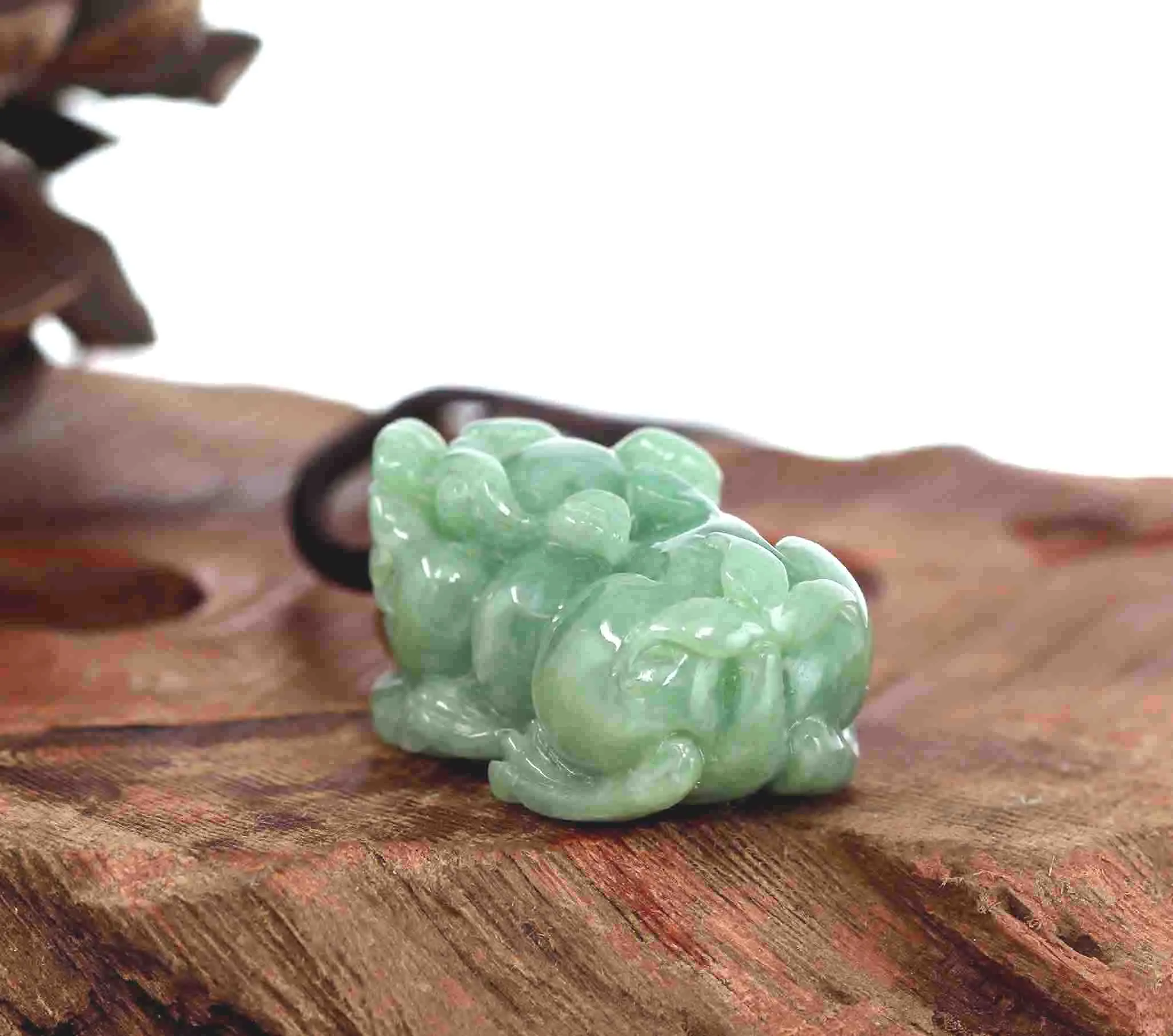 Baikalla™ Pi Xiu Genuine Burmese Green Jadeite Jade PiXiu Pendant Necklace (FengShui Lucky)