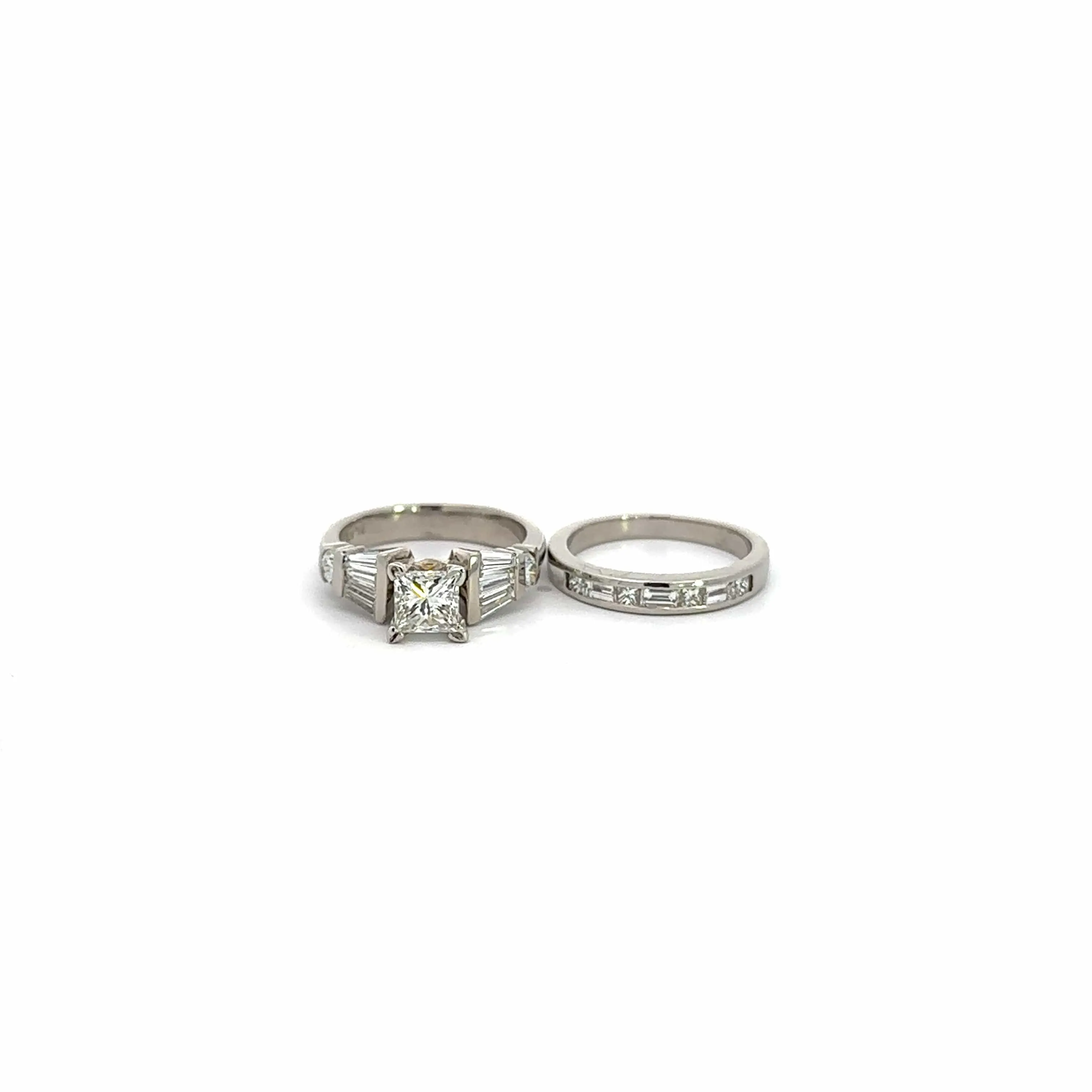 Baikalla Platinum Princess Cut Diamond Engagement Ring Set