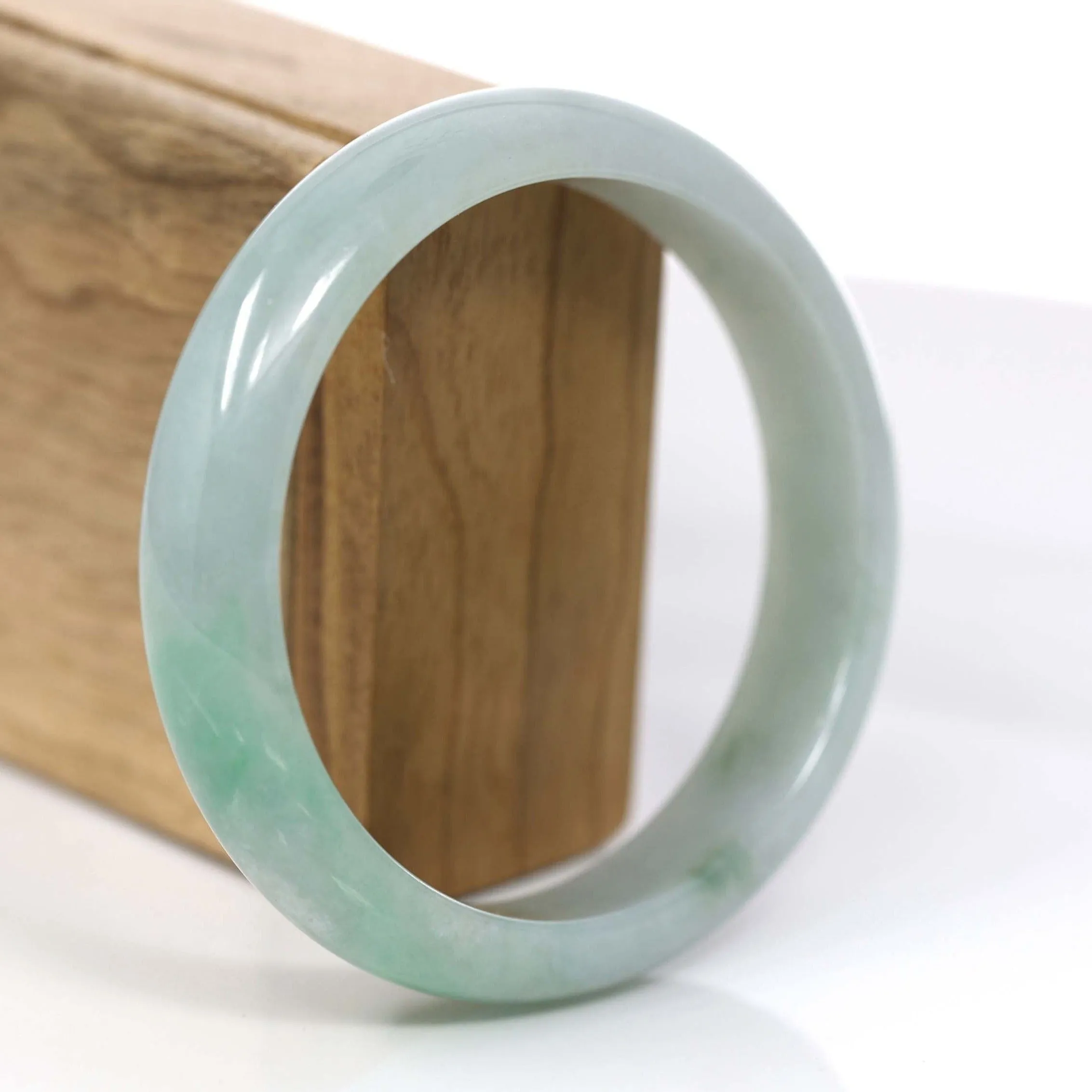 Baikalla™ "Classic Bangle" Genuine Jadeite Jade Green Bangle Bracelet (61.87mm)#877