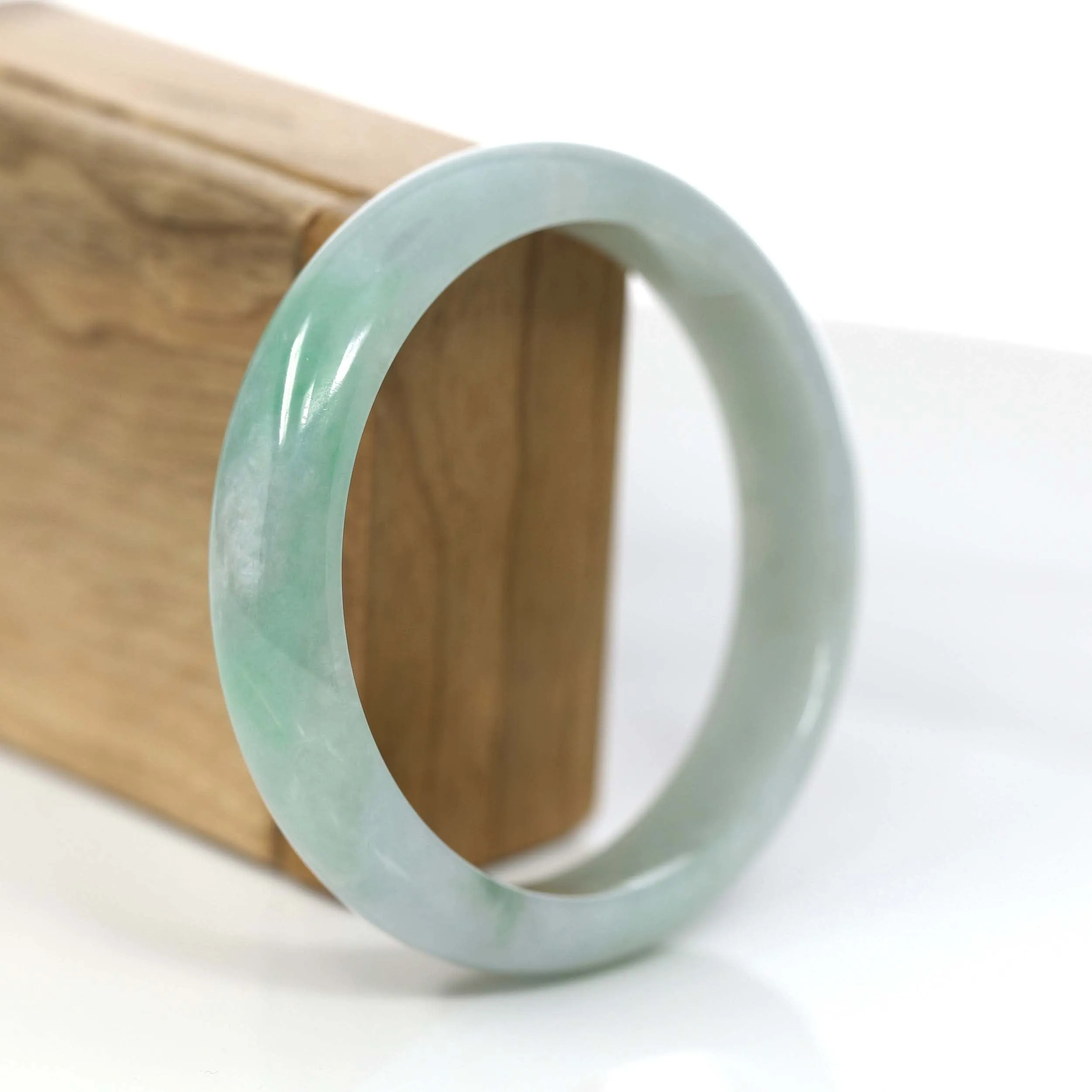 Baikalla™ "Classic Bangle" Genuine Jadeite Jade Green Bangle Bracelet (61.87mm)#877