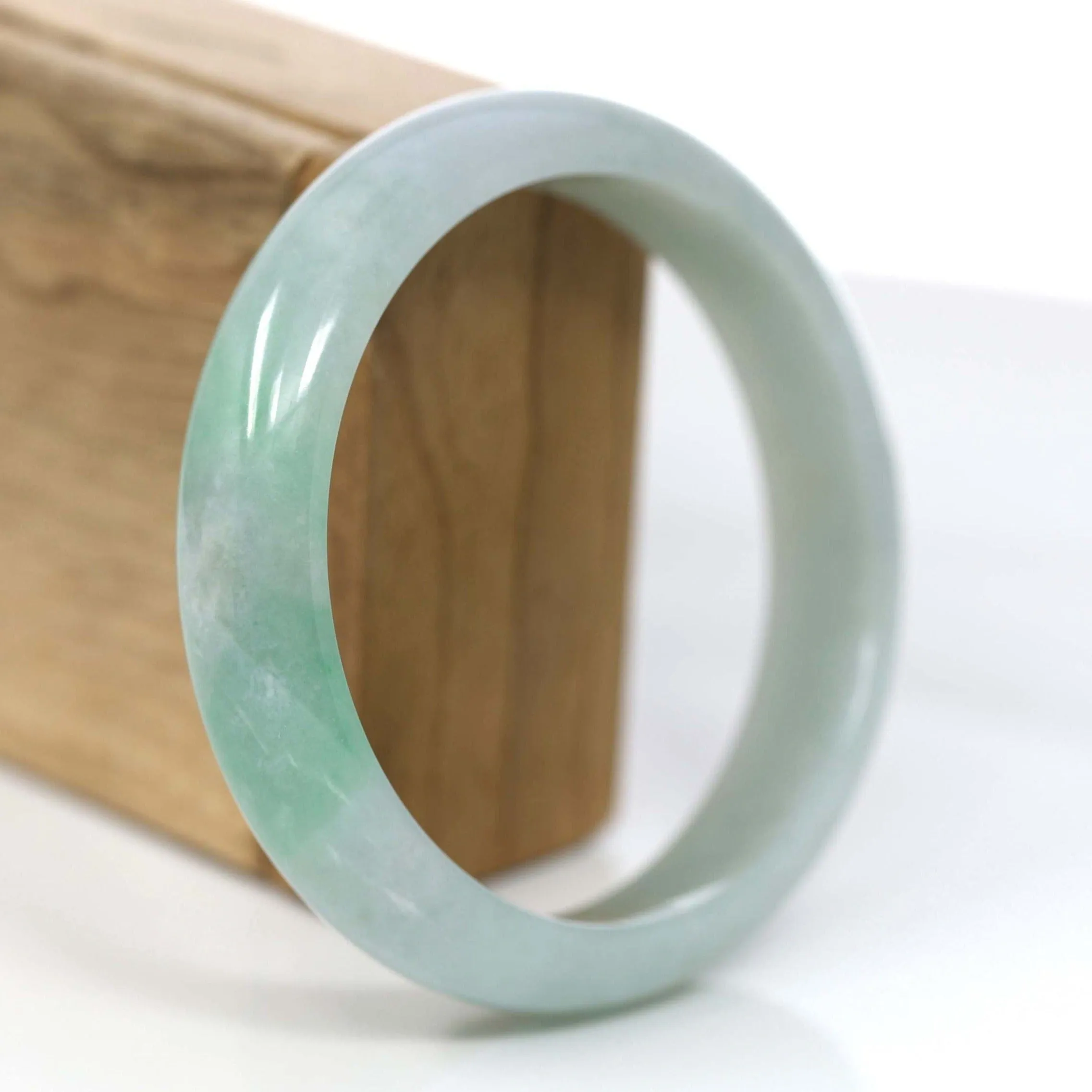 Baikalla™ "Classic Bangle" Genuine Jadeite Jade Green Bangle Bracelet (61.87mm)#877