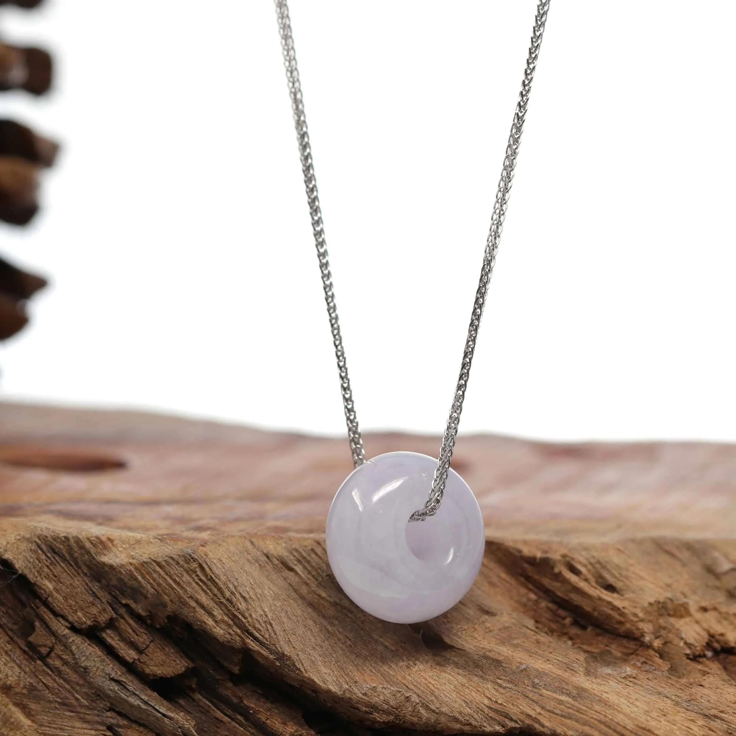 Baikalla "Good Luck Button" Necklace Lavender Jadeite Jade Lucky KouKou Pendant Necklace