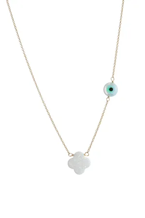 bara boheme | Clover & Evil Eye "DOUBLE LUCK" Opal Necklace