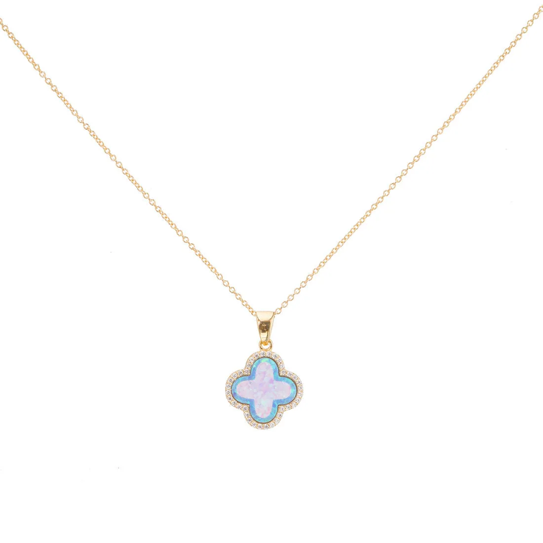 bara boheme | CLOVER CZ PAVE NECKLACE - SMALL