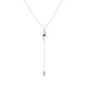 bara boheme | Lariat "OVAL EYE & TINY HAND" Opal Necklace