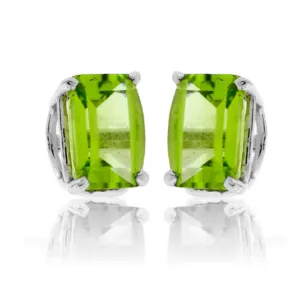 Barrel Cut Peridot Stud Earrings