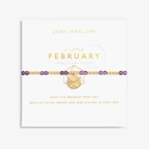 Birthstone February Amethyst Gold 17.5cm Stretch Bracelet 6133