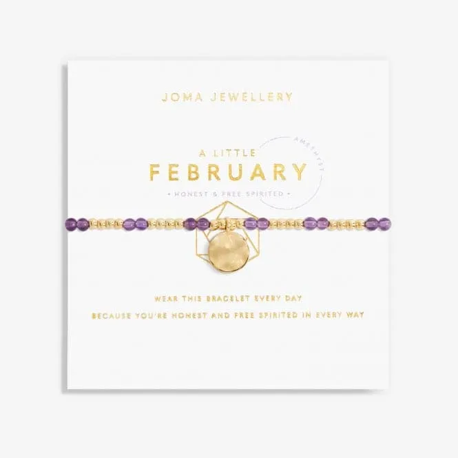 Birthstone February Amethyst Gold 17.5cm Stretch Bracelet 6133