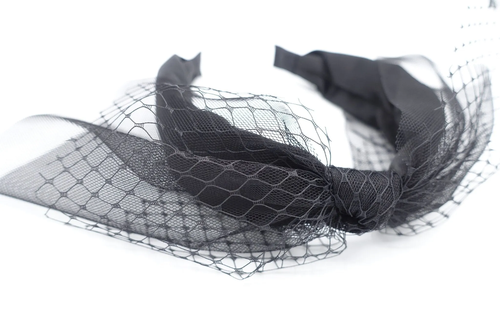 black mesh veil bow knot headband fascinator hairband