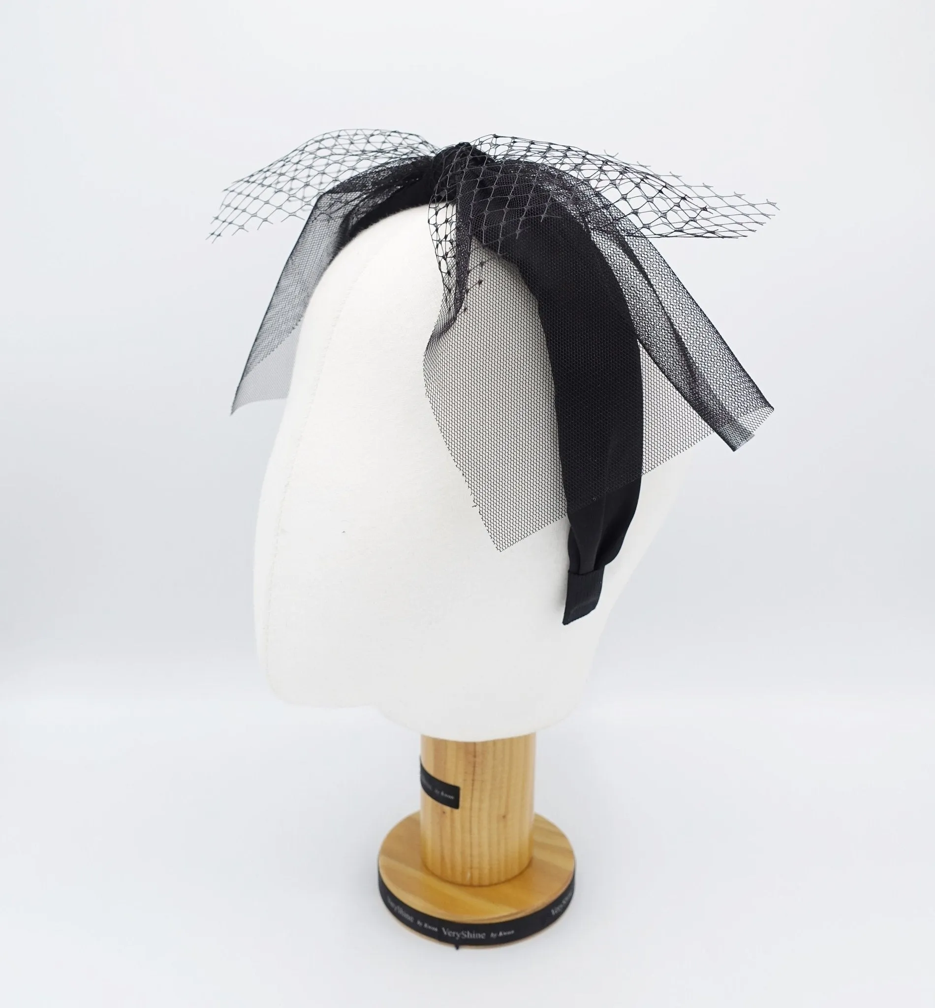 black mesh veil bow knot headband fascinator hairband